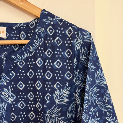 Aaina Handblock Printed Kurta_Indigo
