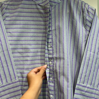 Stripes Handblock Printed Top - Lilac
