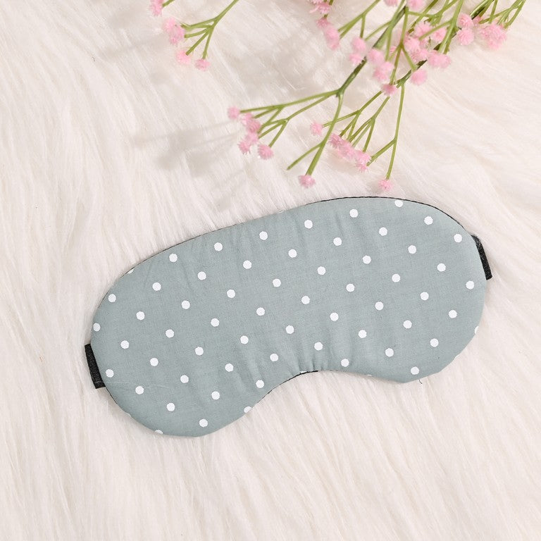 Cotton Sleeping Eye Mask - Green Polka