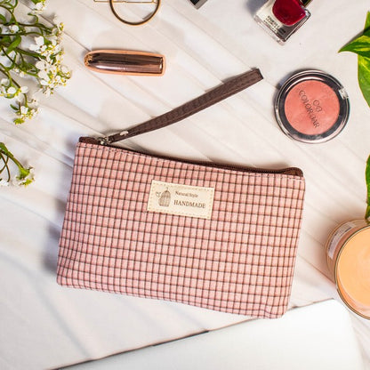 Checkered Daily Essential Pouch_Blush Pink