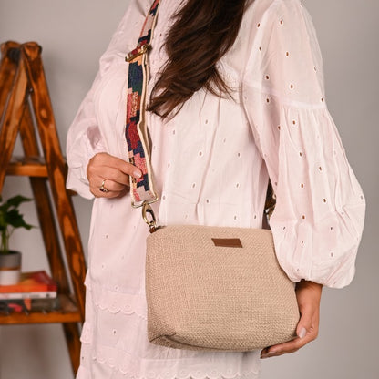 Boho Beige Crossbody Sling Bag