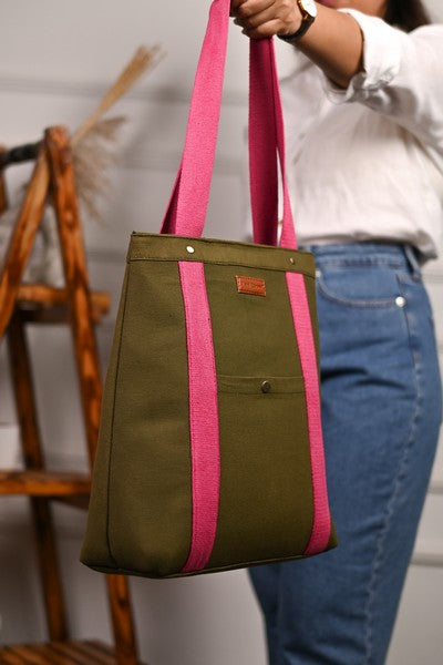 Colour Pop Tall Tote – Olive