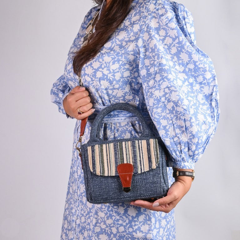 Boho Chic Sling Handbag - Denim Blue