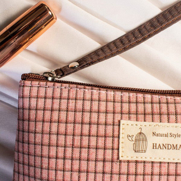 Checkered Daily Essential Pouch_Blush Pink