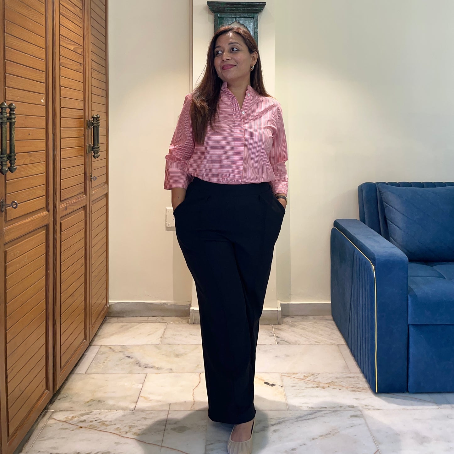 Stripes Handblock Printed Top - Red