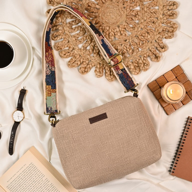 Boho Beige Crossbody Sling Bag