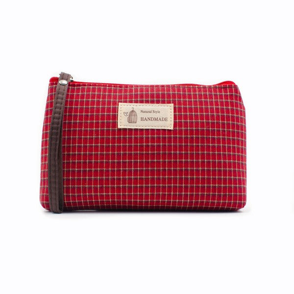 Checkered Daily Essential Pouch_Flaming Red