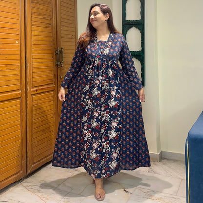 Gul Kurta Dress_Navy Blue
