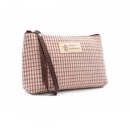 Checkered Daily Essential Pouch_Warm Beige