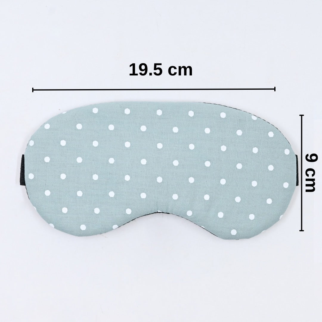 Cotton Sleeping Eye Mask - Green Polka