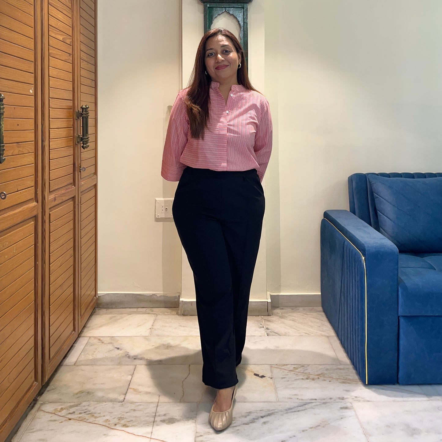 Stripes Handblock Printed Top - Red