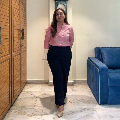 Stripes Handblock Printed Top - Red