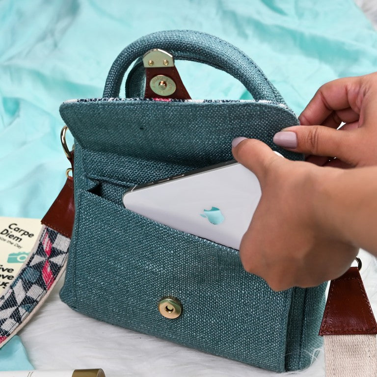 Boho Chic Sling Handbag - Teal Trail