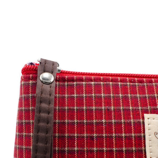 Checkered Daily Essential Pouch_Flaming Red