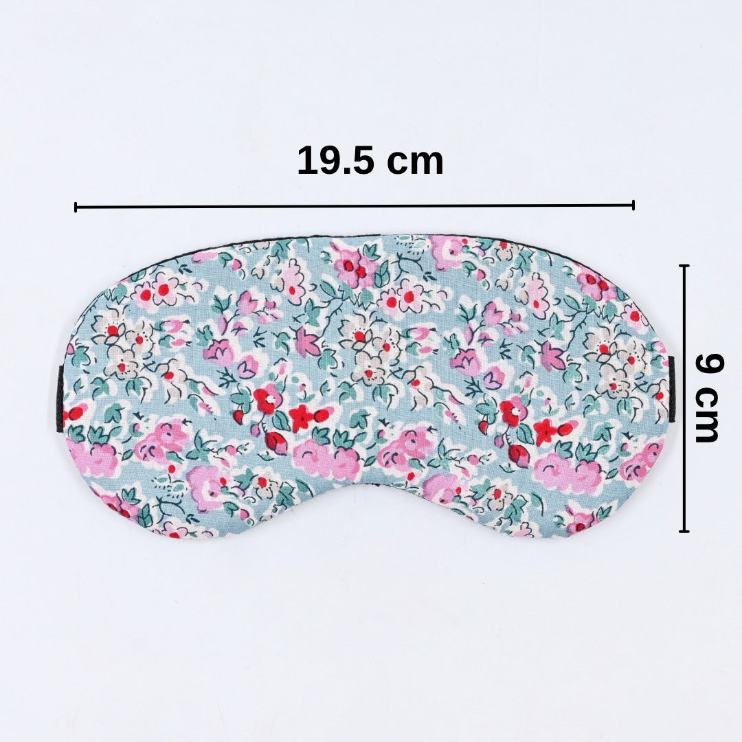 Cotton Sleeping Eye Mask - Light Blue Floral