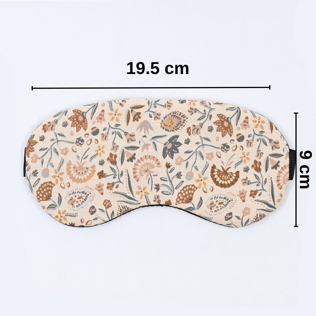 Cotton Sleeping Eye Mask - Beige Floral