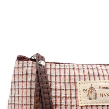 Checkered Daily Essential Pouch_Warm Beige