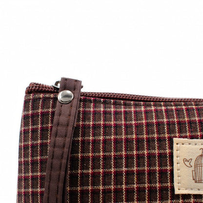 Checkered Daily Essential Pouch_Dusky Brown