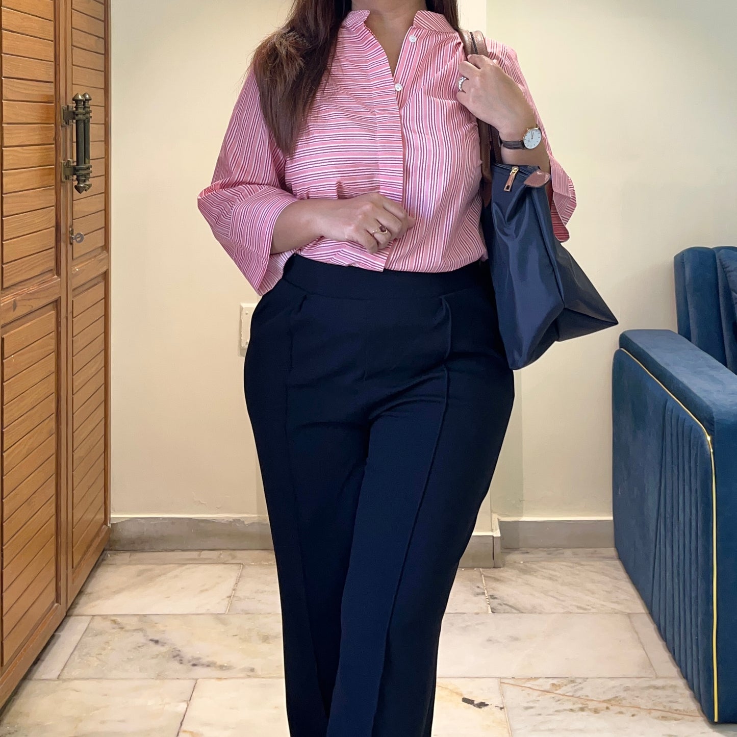 Stripes Handblock Printed Top - Red