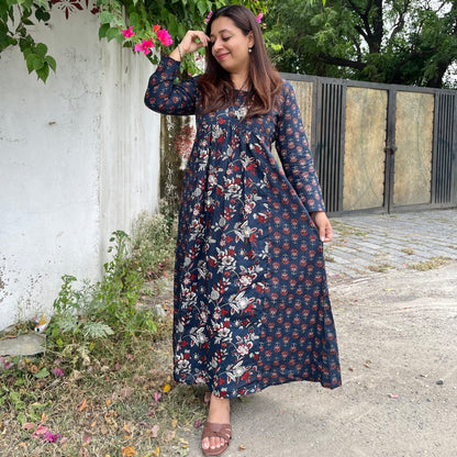 Gul Kurta Dress_Navy Blue