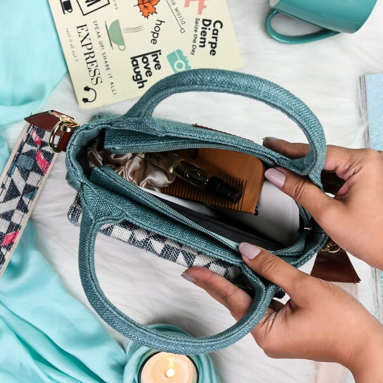 Boho Chic Sling Handbag - Teal Trail