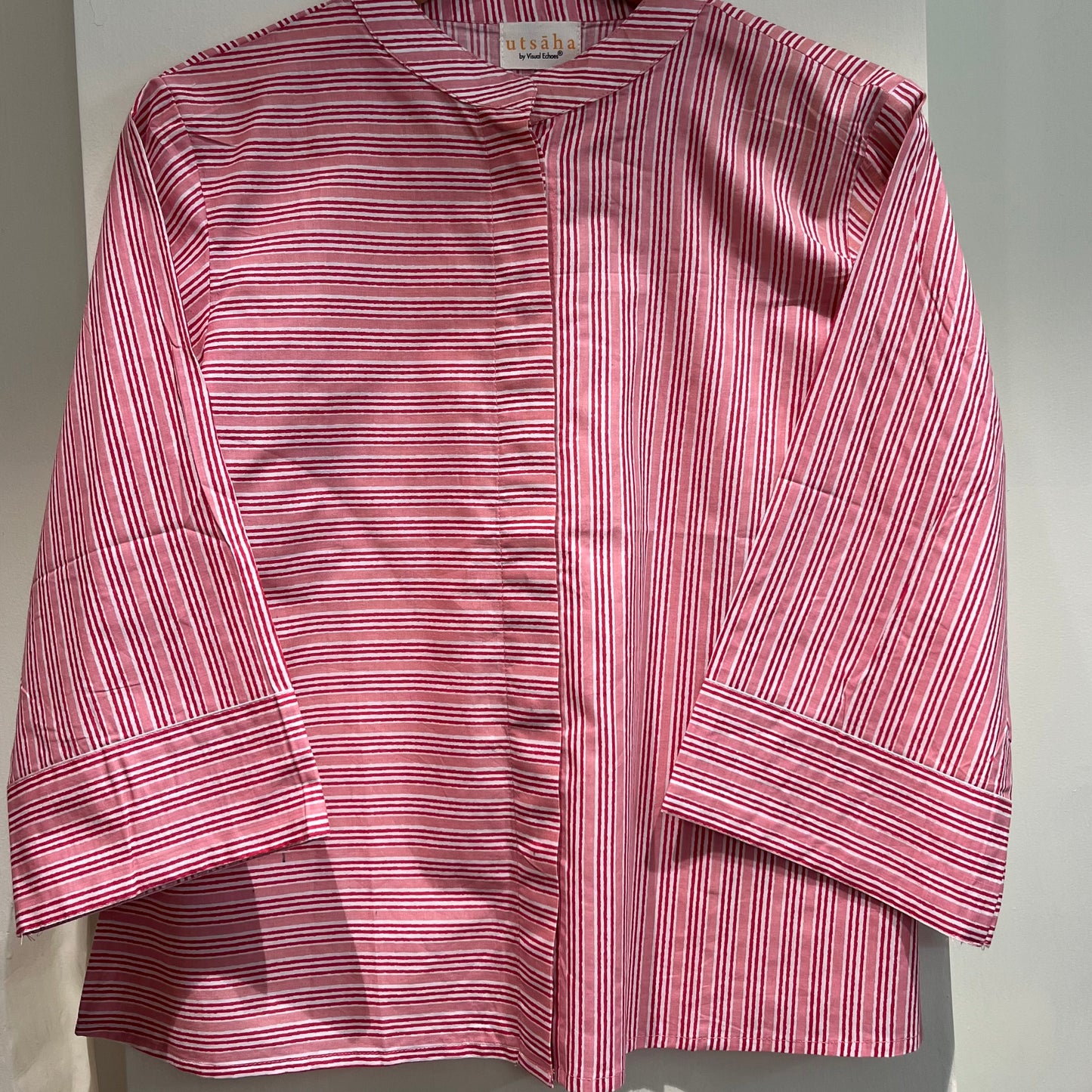 Stripes Handblock Printed Top - Red