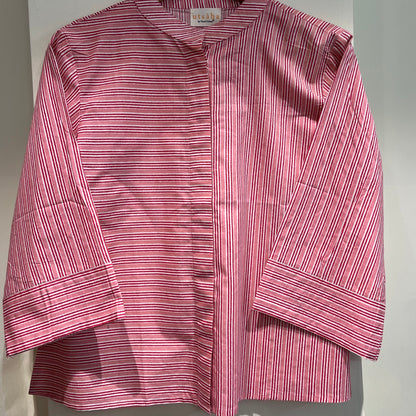 Stripes Handblock Printed Top - Red