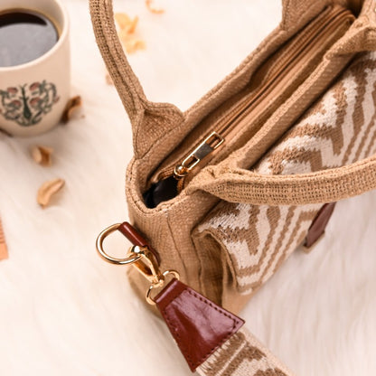 Boho Chic Sling Handbag - Creamy Beige