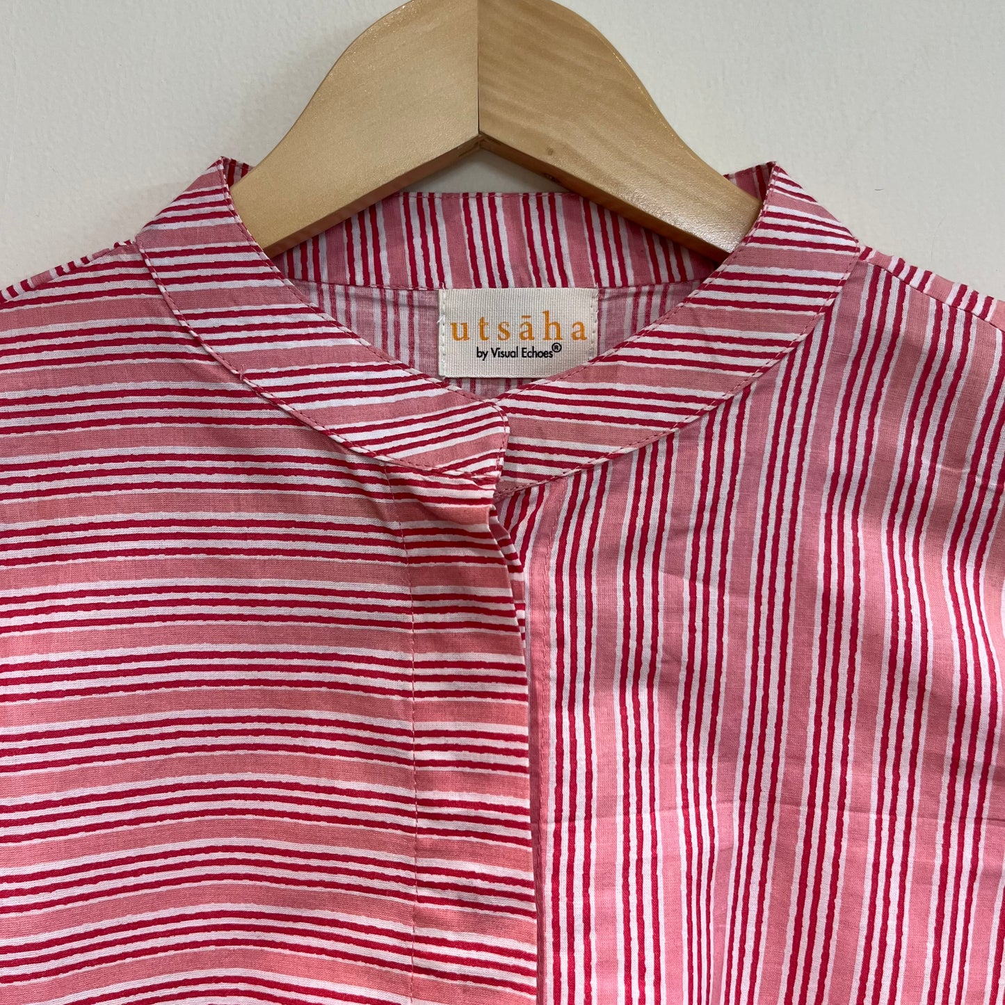 Stripes Handblock Printed Top - Red