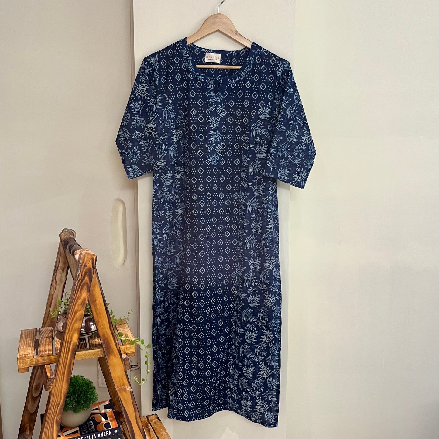 Aaina Handblock Printed Kurta_Indigo