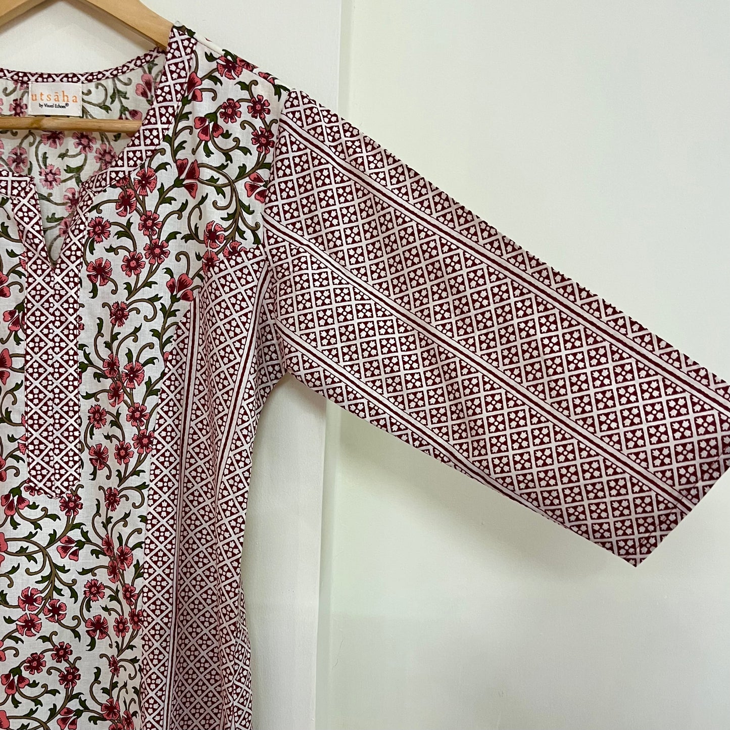 Aaina Handblock Printed Kurta_Beige