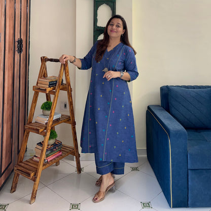 Arth Handwoven Kurta Set - Denim Blue