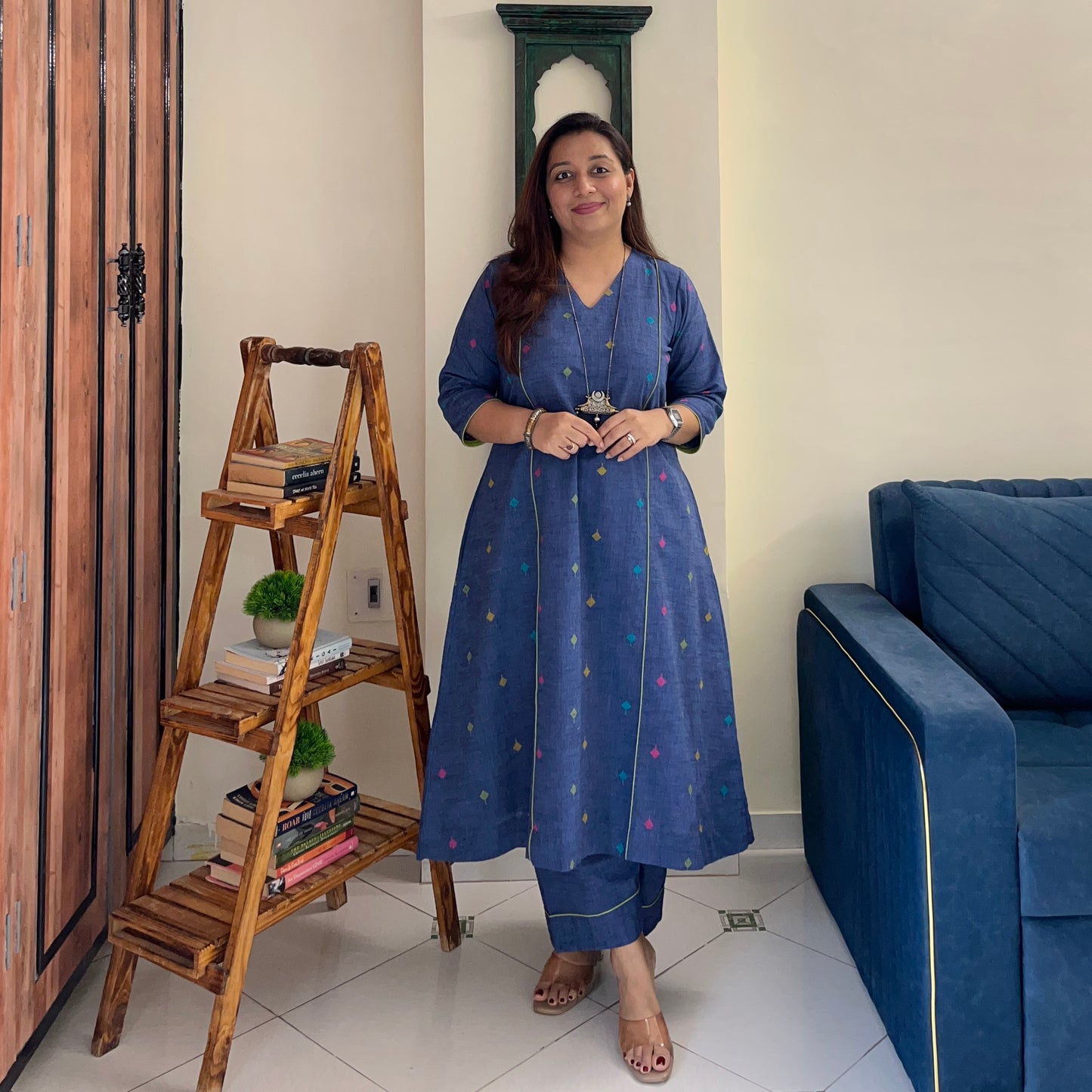 Arth Handwoven Kurta Set - Denim Blue