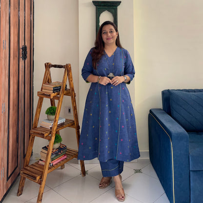 Arth Handwoven Kurta Set - Denim Blue