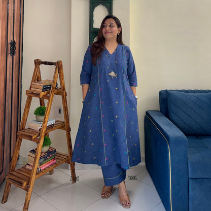 Arth Handwoven Kurta Set - Denim Blue