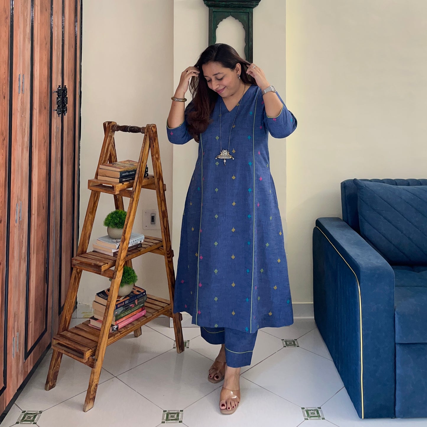 Arth Handwoven Kurta Set - Denim Blue