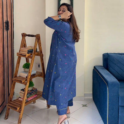 Arth Handwoven Kurta Set - Denim Blue