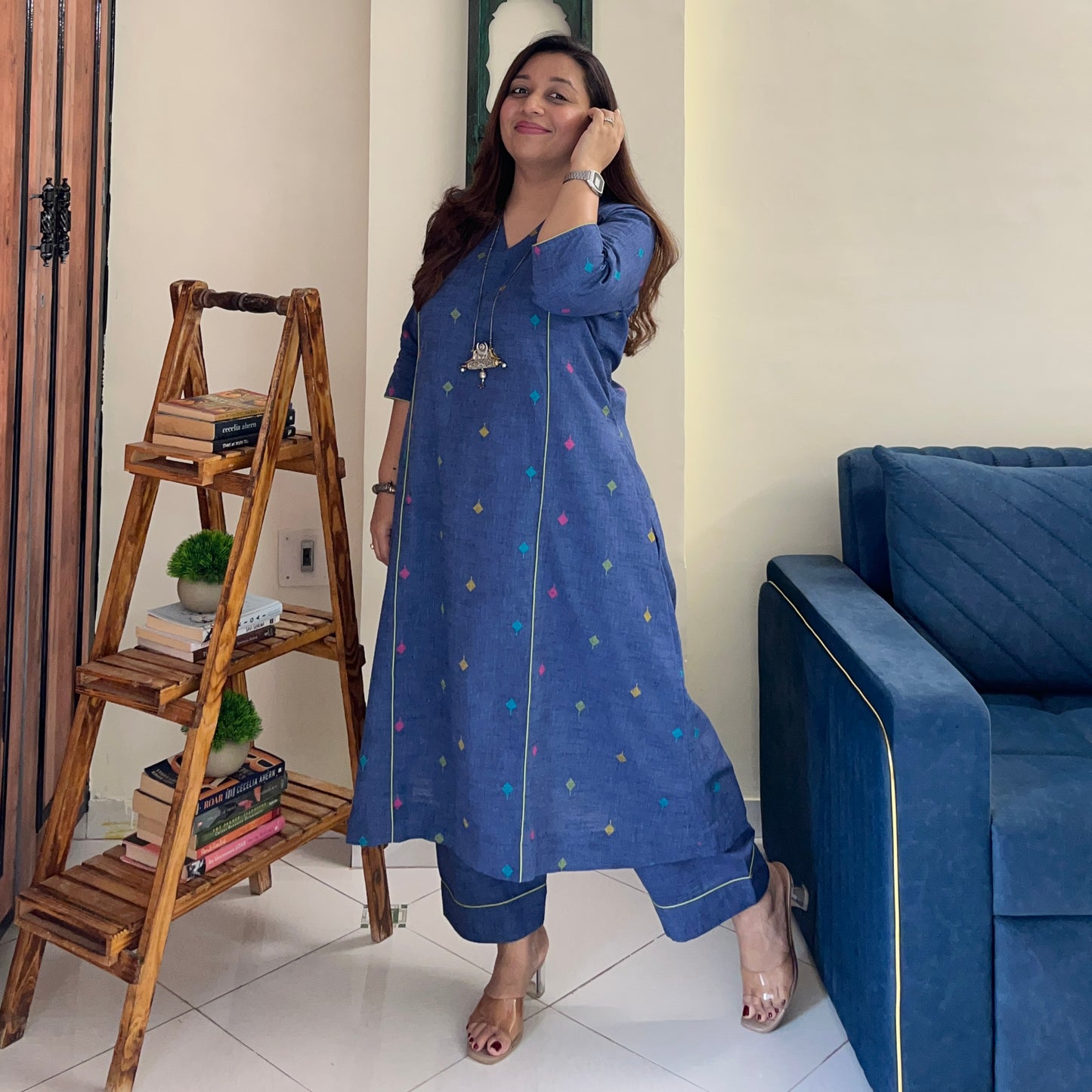 Arth Handwoven Kurta Set - Denim Blue