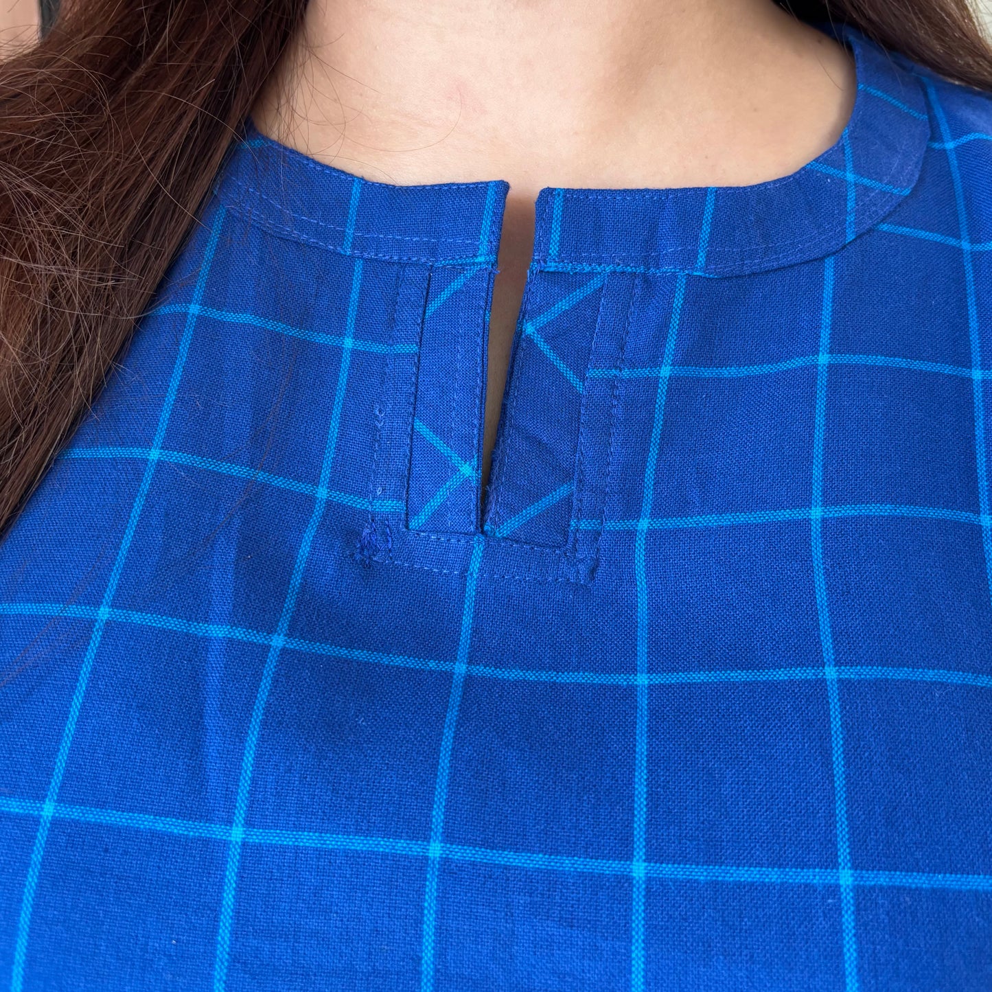 The Check Edit Handloom Kurta - Royal Blue