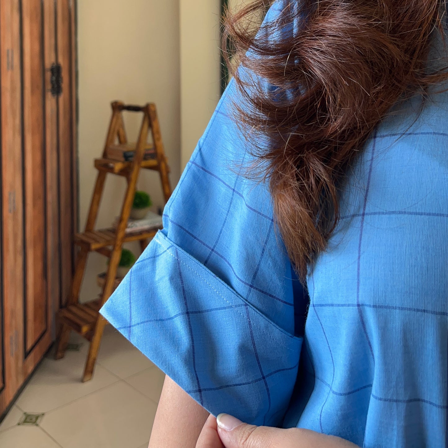 The Check Edit Handloom Kurta - Powder Blue