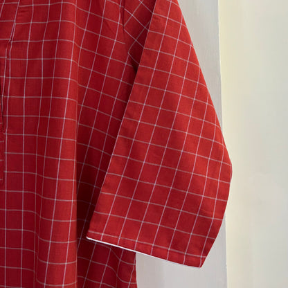 The Check Edit Handloom Kurta - Rust