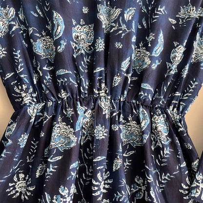 Heer Pure Cotton Dresses - Midnight Blue Floral