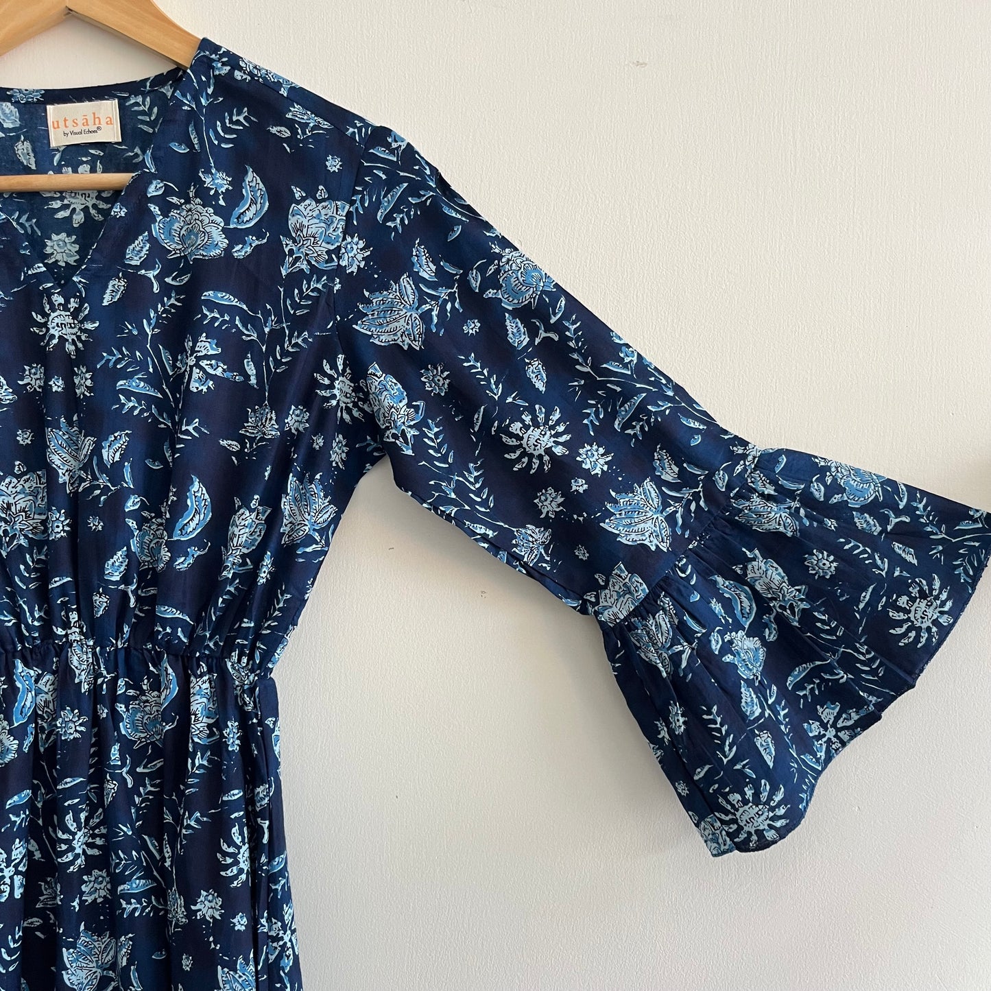 Heer Pure Cotton Dresses - Midnight Blue Floral