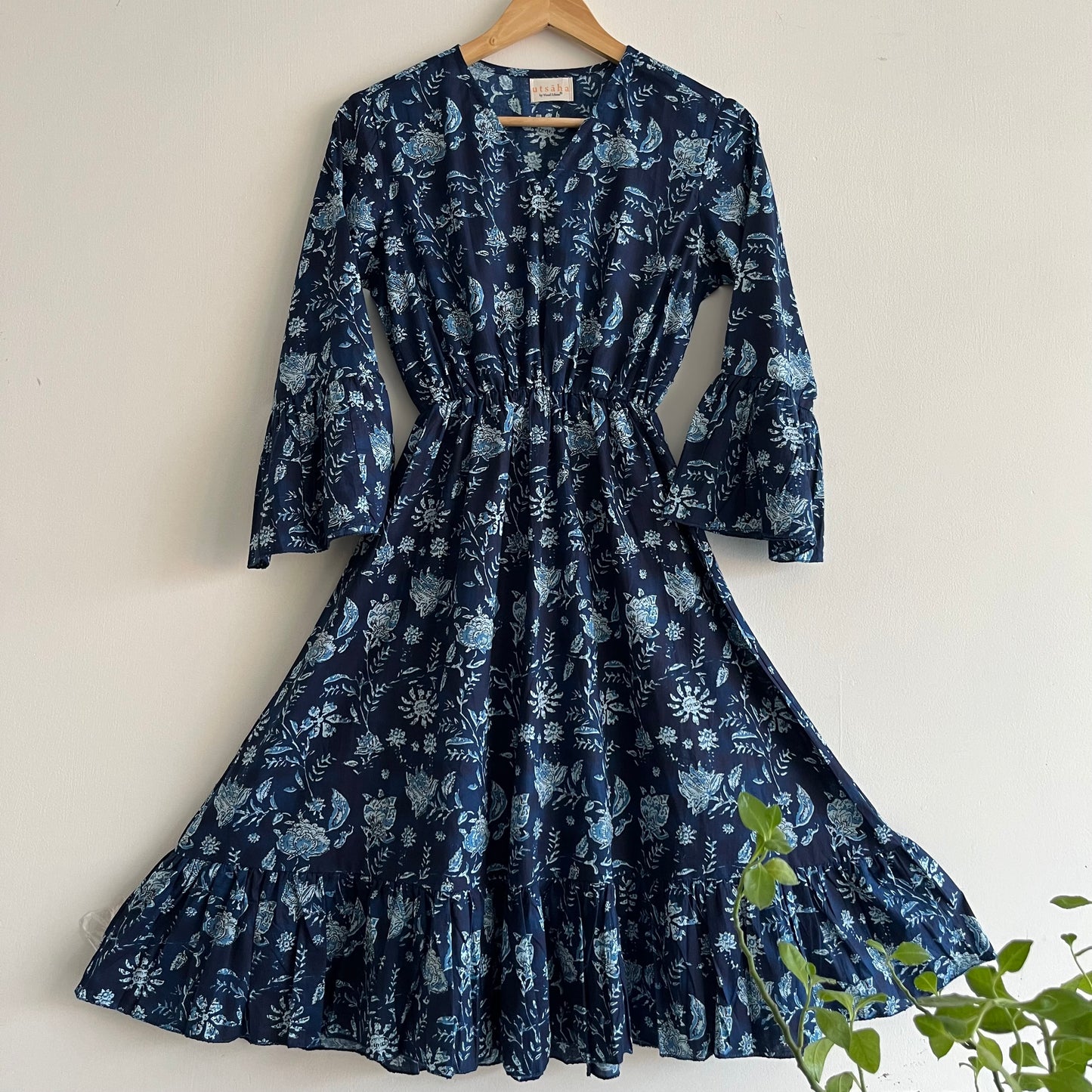 Heer Pure Cotton Dresses - Midnight Blue Floral