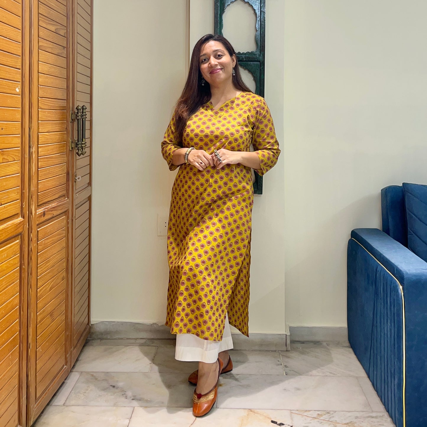 Rozana 2.0 Pure Cotton Kurta_Mustard