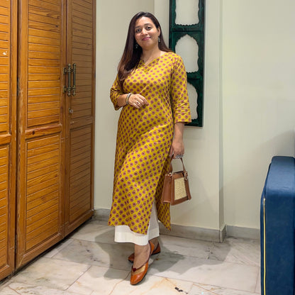 Rozana 2.0 Pure Cotton Kurta_Mustard