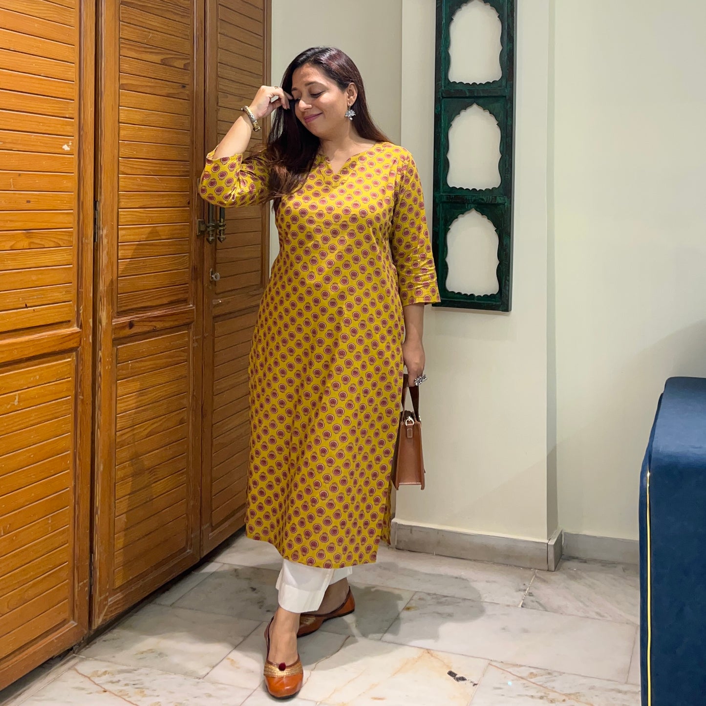 Rozana 2.0 Pure Cotton Kurta_Mustard