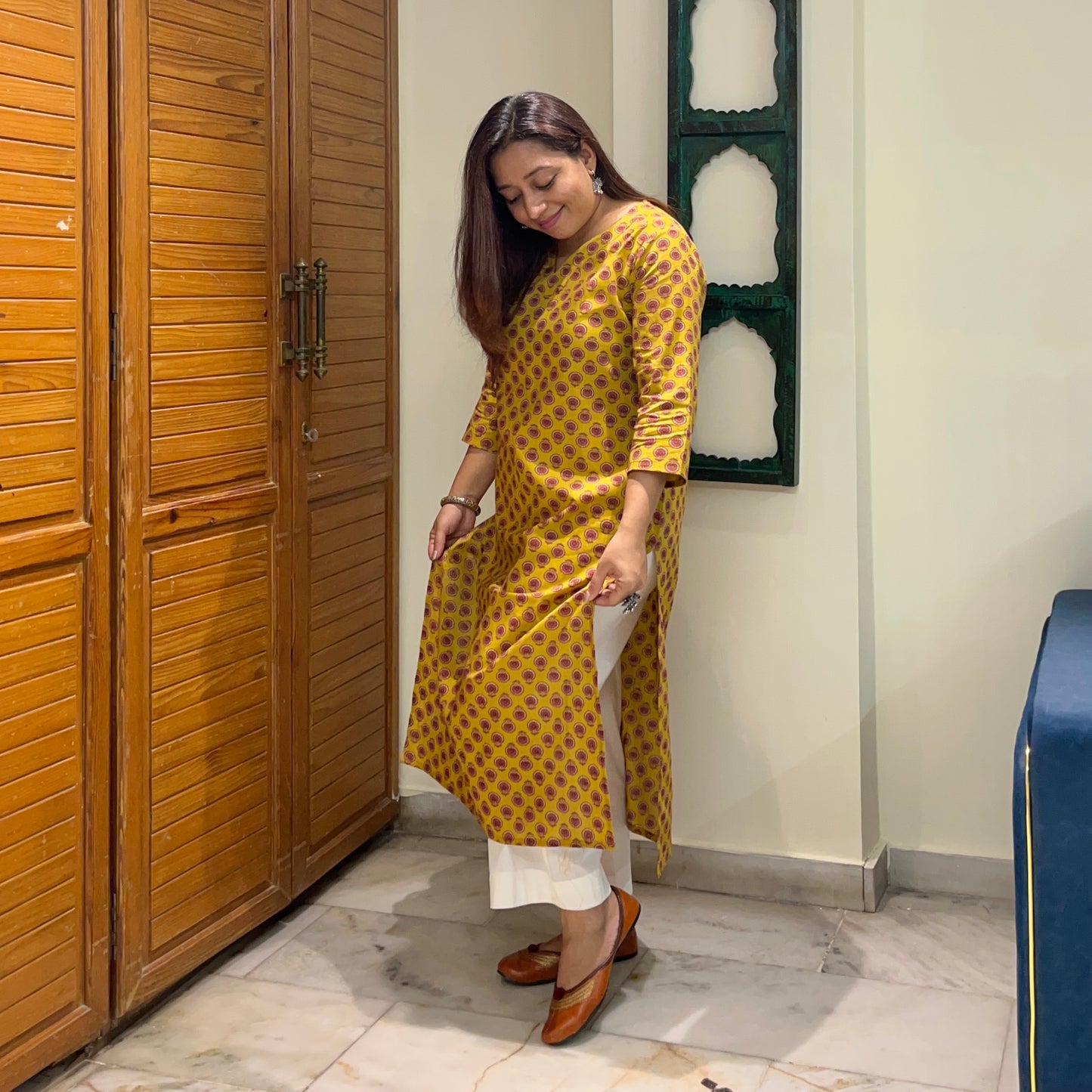 Rozana 2.0 Pure Cotton Kurta_Mustard