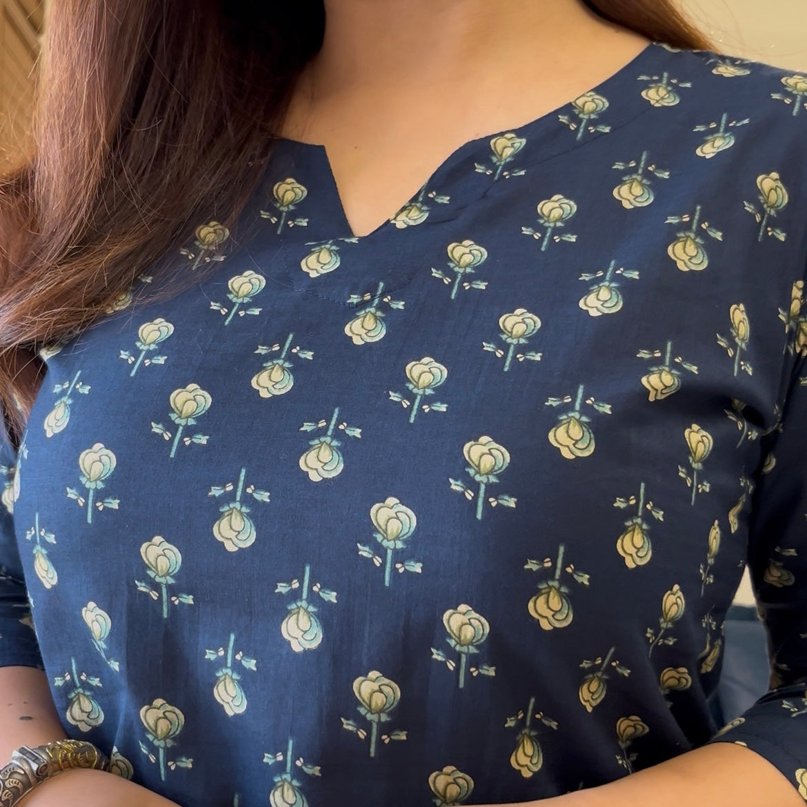 Rozana 2.0 Pure Cotton Kurta_Navy Blue