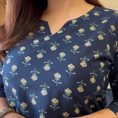 Rozana 2.0 Pure Cotton Kurta_Navy Blue